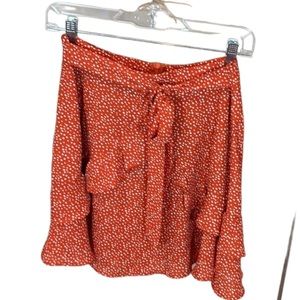 Altar’d State skirt size small flowy mini length orange white dots boho cowgirl